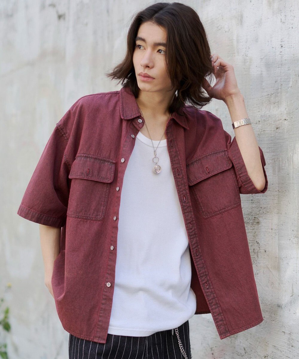 WEGO 【ユニセックス着用ITEM/MLサイズ展開】カラーデニムシャツ（SS） 