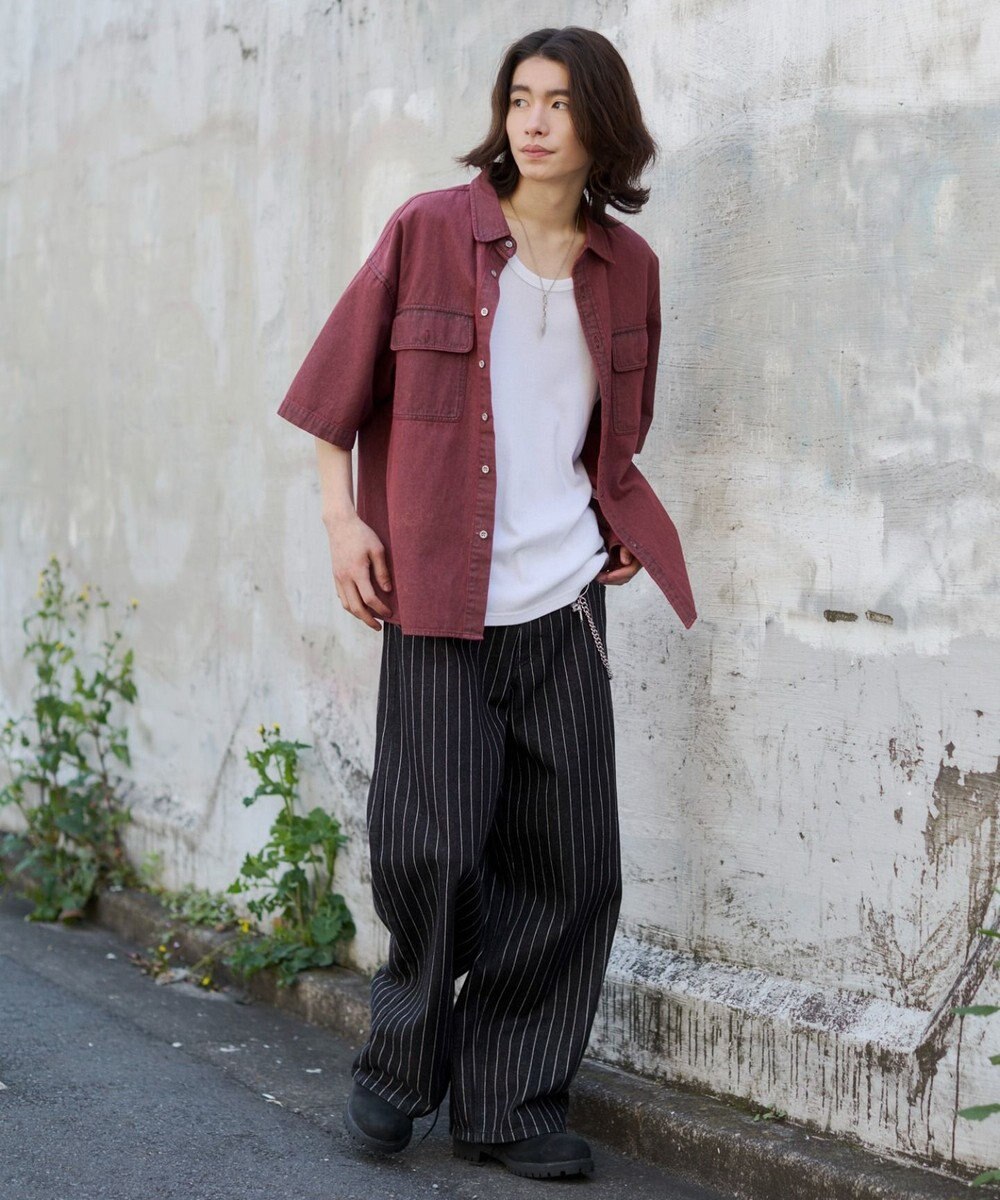 WEGO 【ユニセックス着用ITEM/MLサイズ展開】カラーデニムシャツ（SS） 