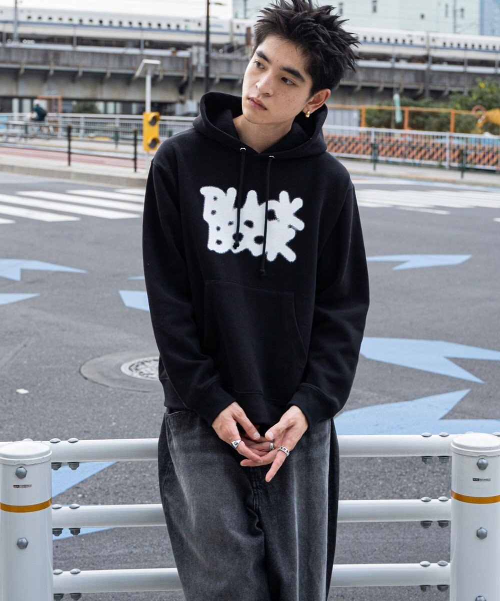 WEGO 【ユニセックス着用ITEM/裏起毛/SMLサイズ展開】リラックスフィットスプレーグラフィックパーカー 