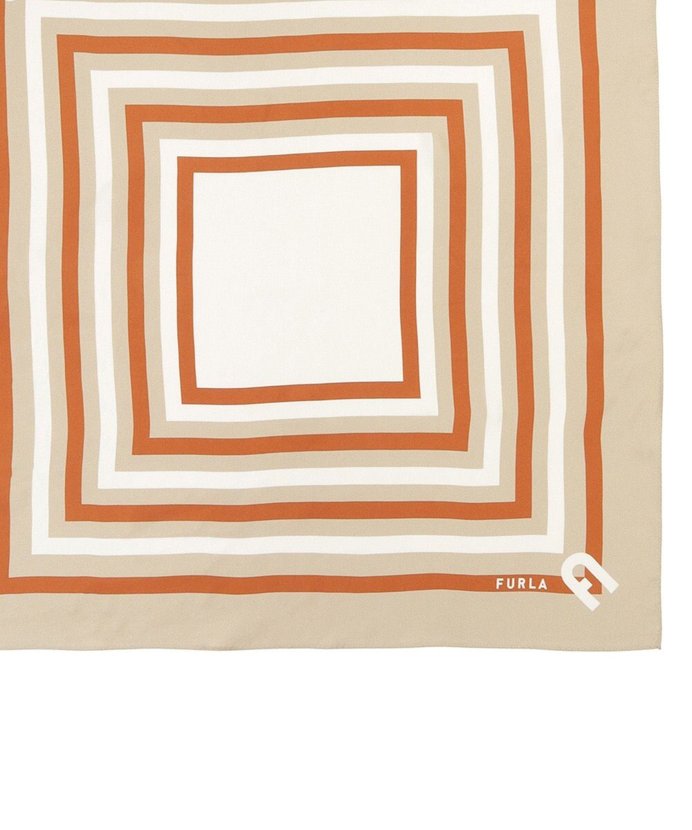 MOONBAT 【美人百花4月号掲載/シルク100%】フルラ (FURLA) スクエア柄 シルクプリントスカーフ 65cm×65cm 