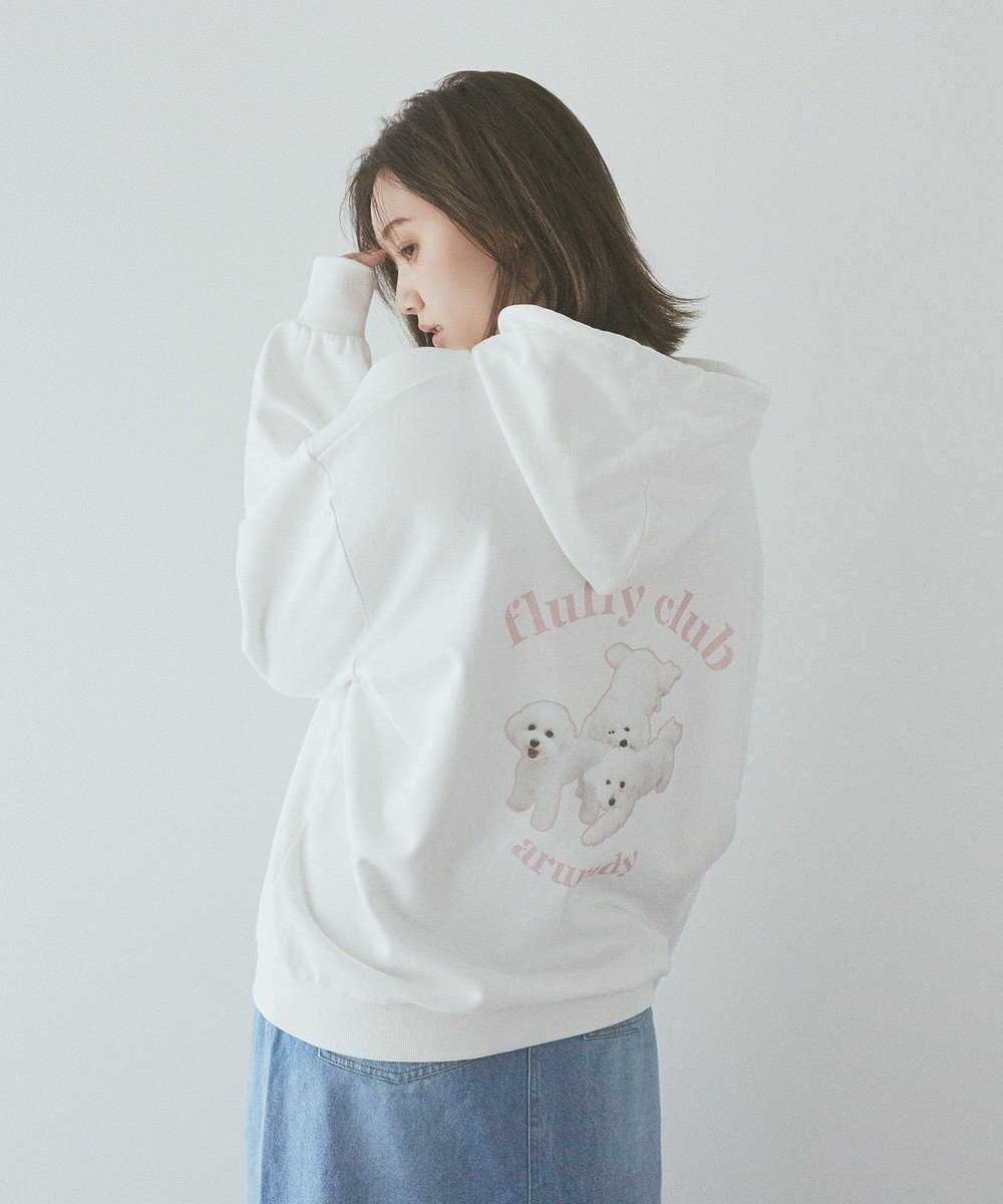 YECCA VECCA ドッグプリントスウェットフーディー White