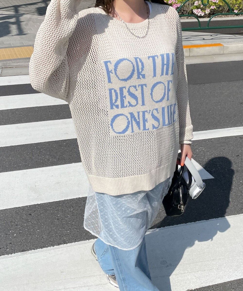 WEGO ジャガードメッシュニットビッグプルオーバー 