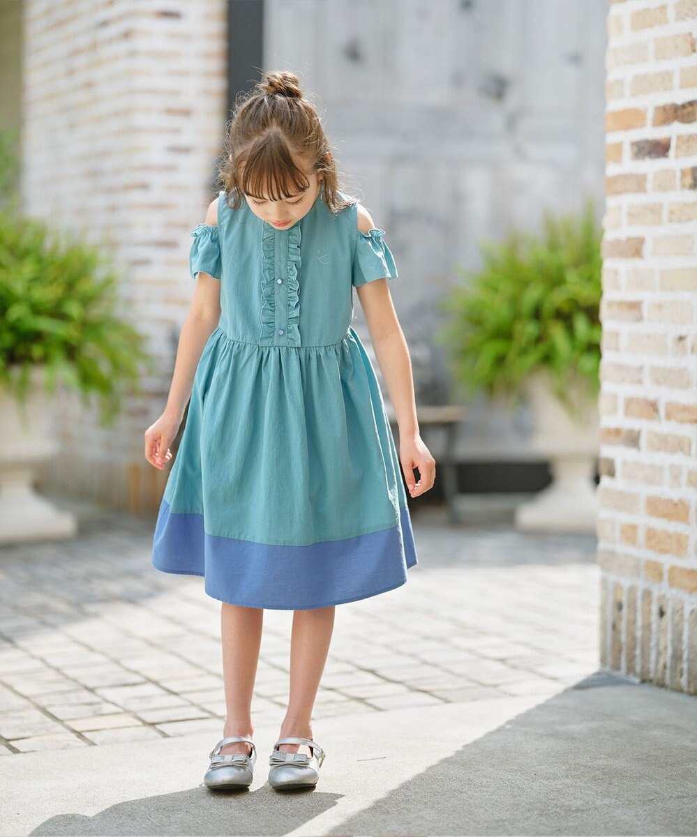 組曲 KIDS 【UVケア】【150-160㎝】バイカラー ワンピース 