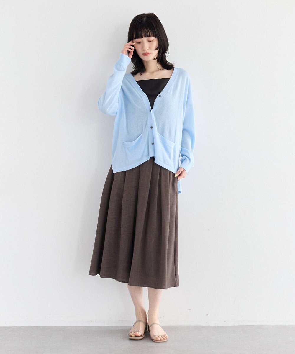 YECCA VECCA ハイゲージミドル丈Vネックカーディガン 