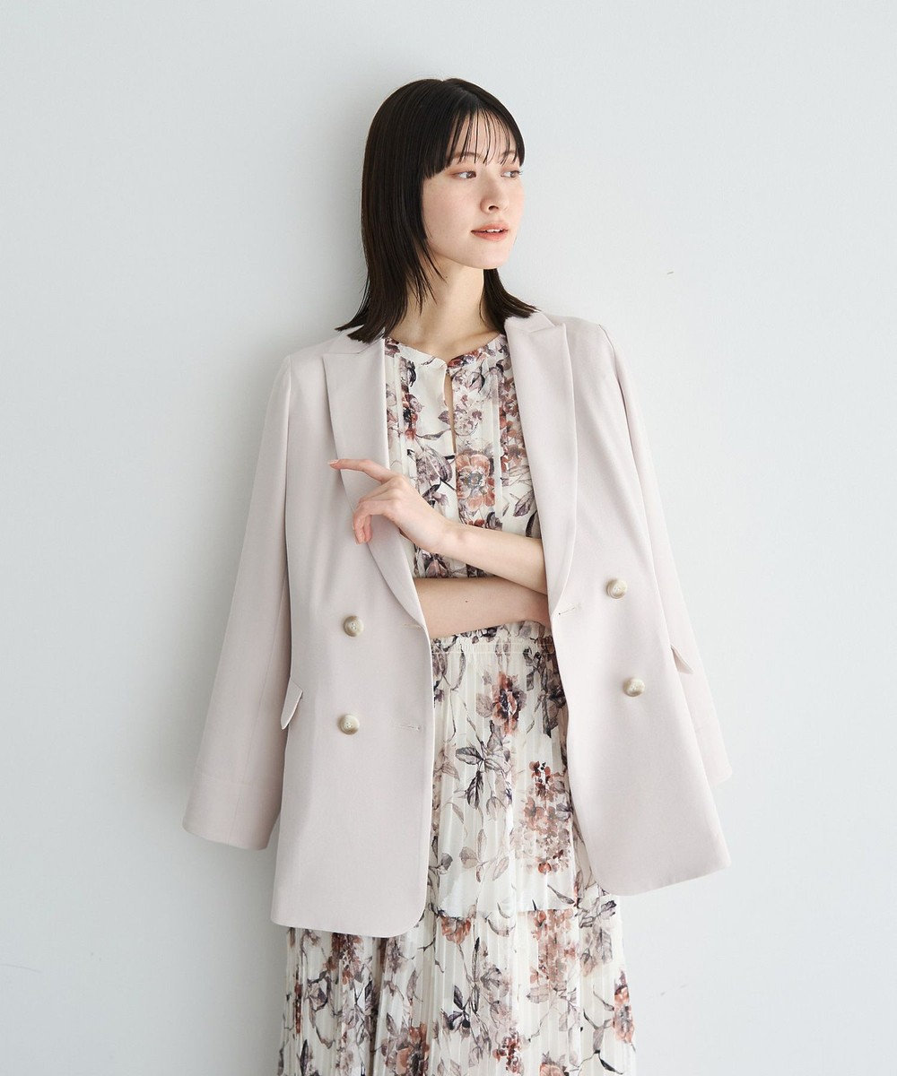 YECCA VECCA 【追加生産】フラワー柄シアープリーツワンピース 