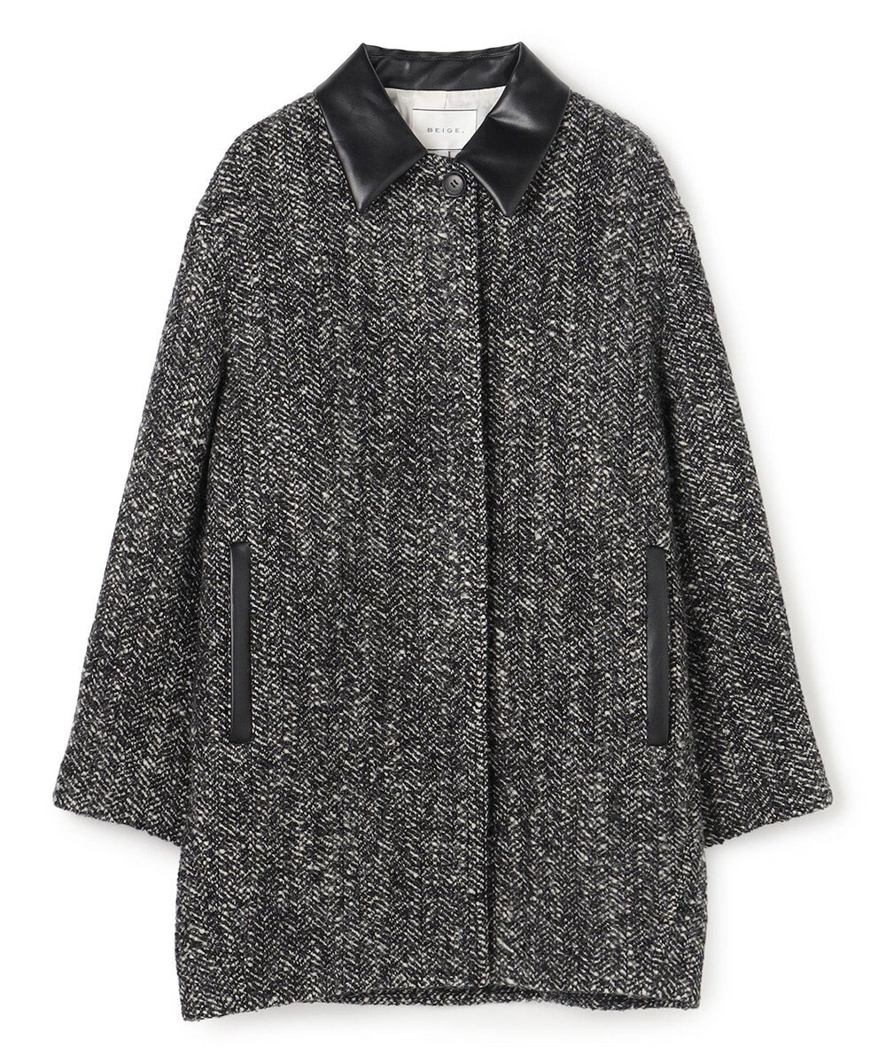 BEIGE， ROBY / フェイクレザーツイードコート 