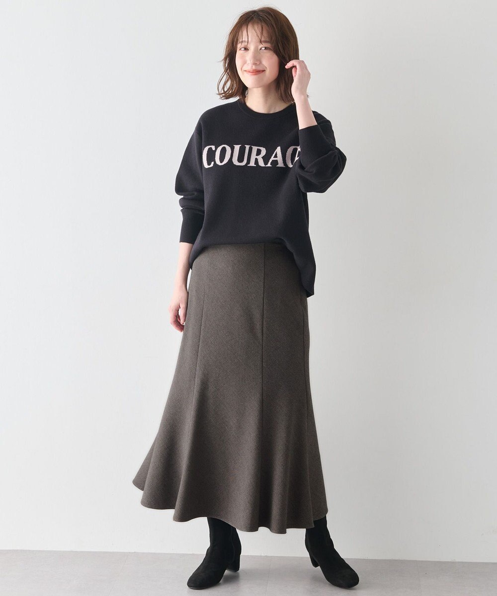 ANY 【ウエストゴム】ライトツイードマーメーイドスカート 