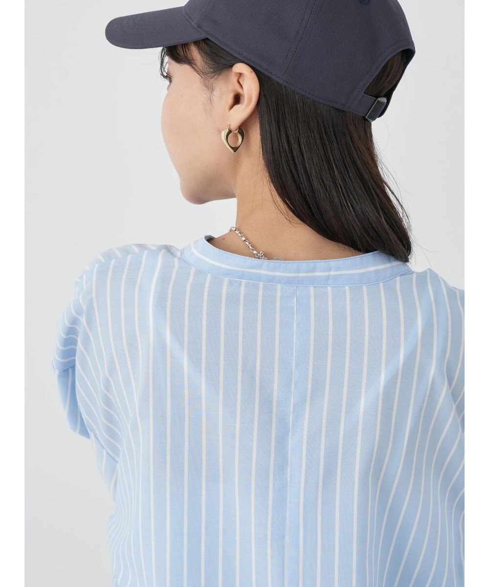 earth music&ecology バンドカラーストライプシャツ 