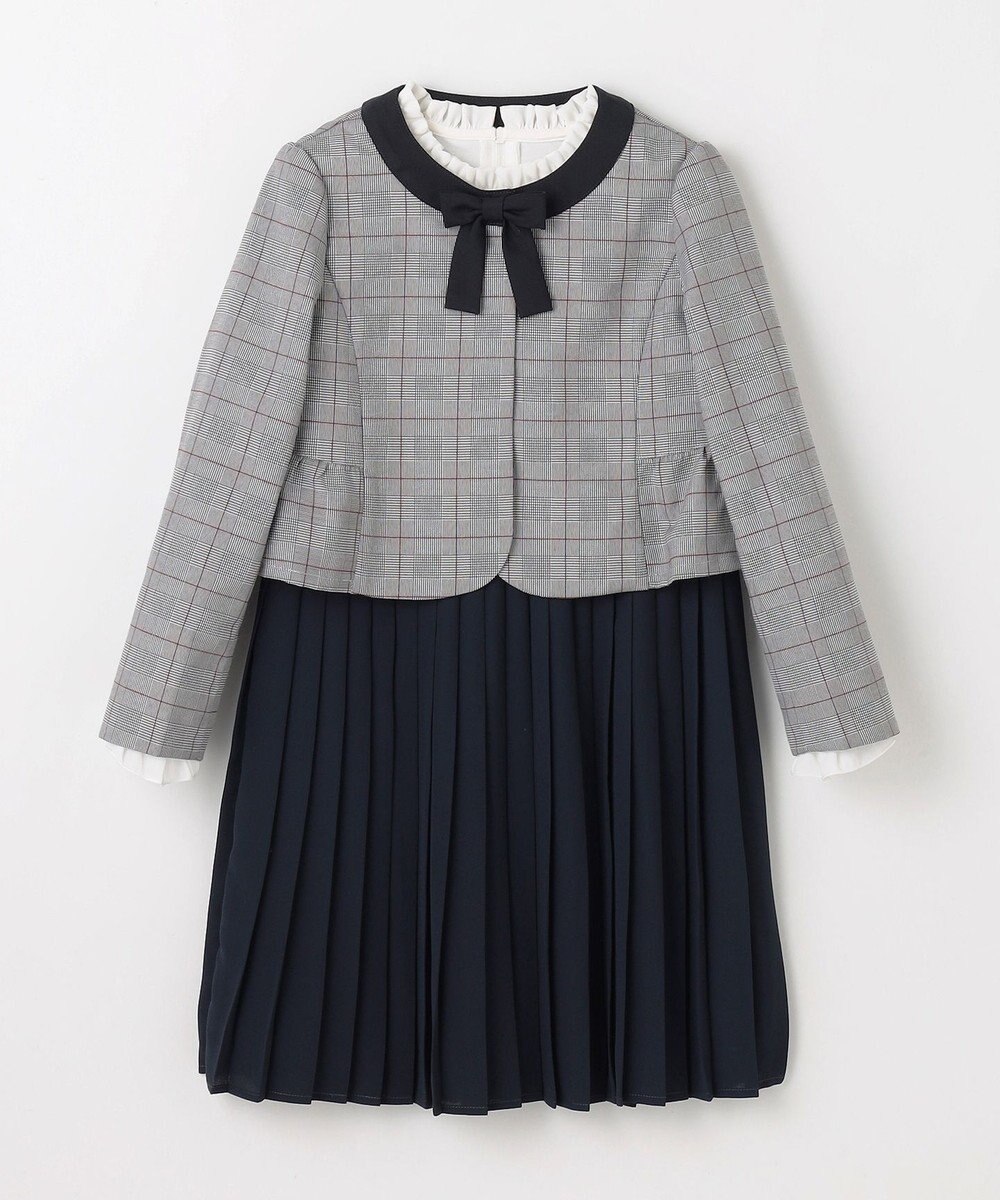組曲 KIDS 【110-140㎝】グレンチェックジャケット＆プリーツワンピース セット 