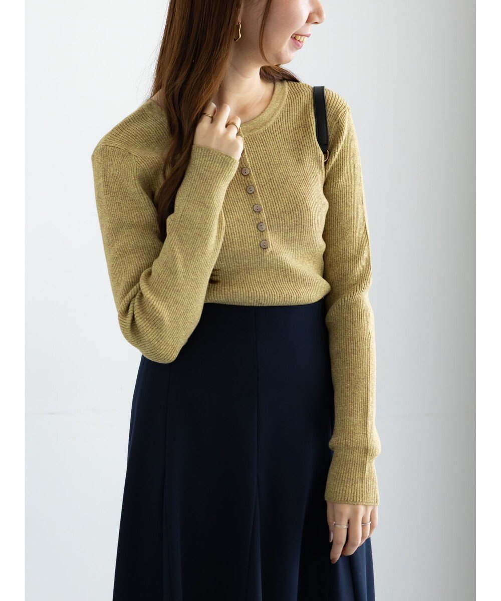 Te chichi ヘンリーネックマーブルニット 