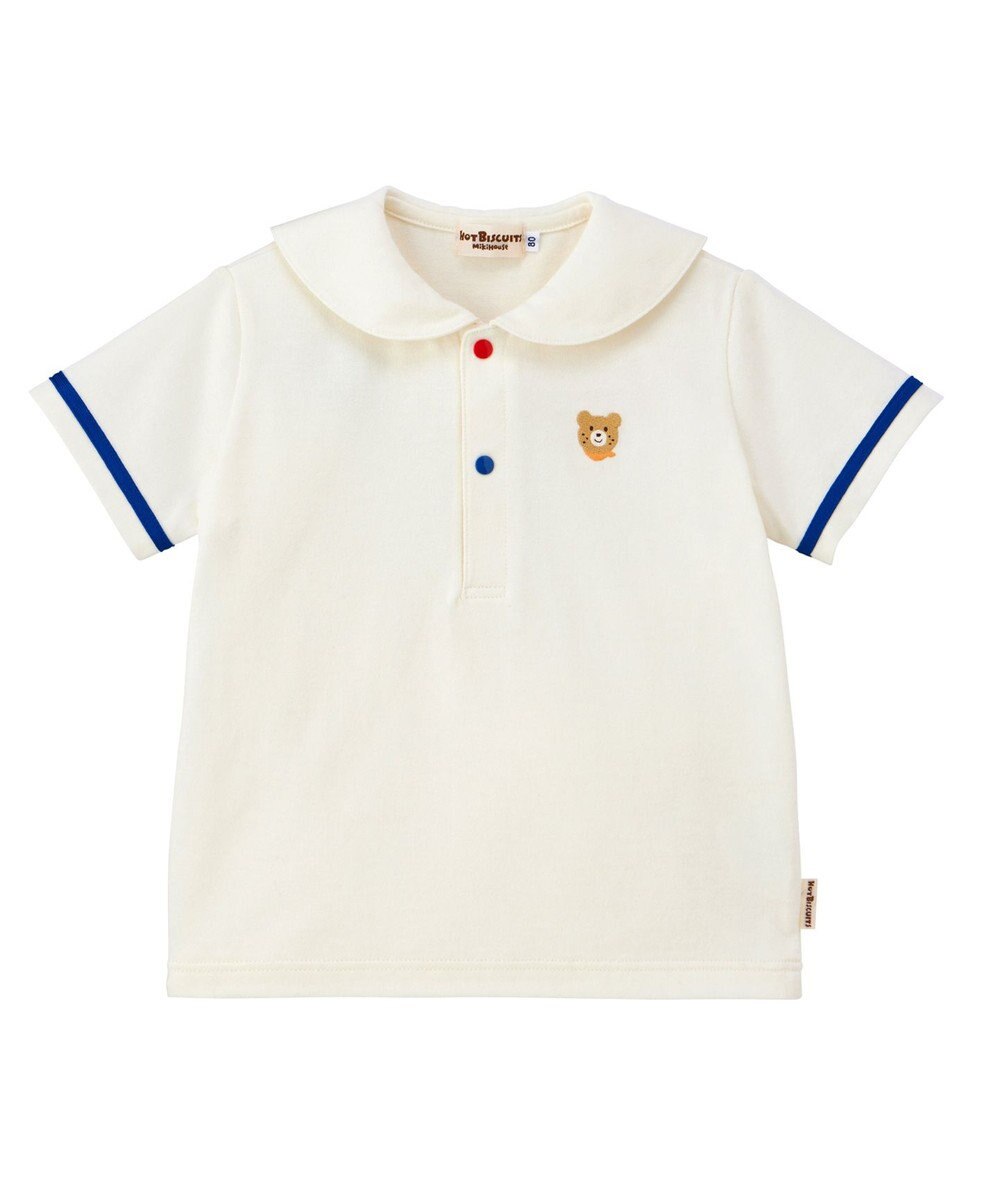 MIKI HOUSE HOT BISCUITS 【70-110cm】 くま耳 セーラーカラー半袖Tシャツ 