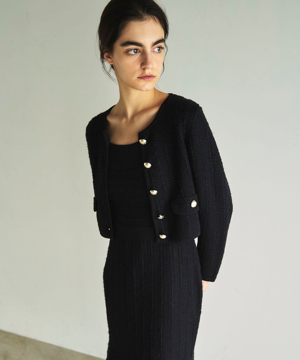 GRACE CONTINENTAL ツイードショートニットカーディガン 