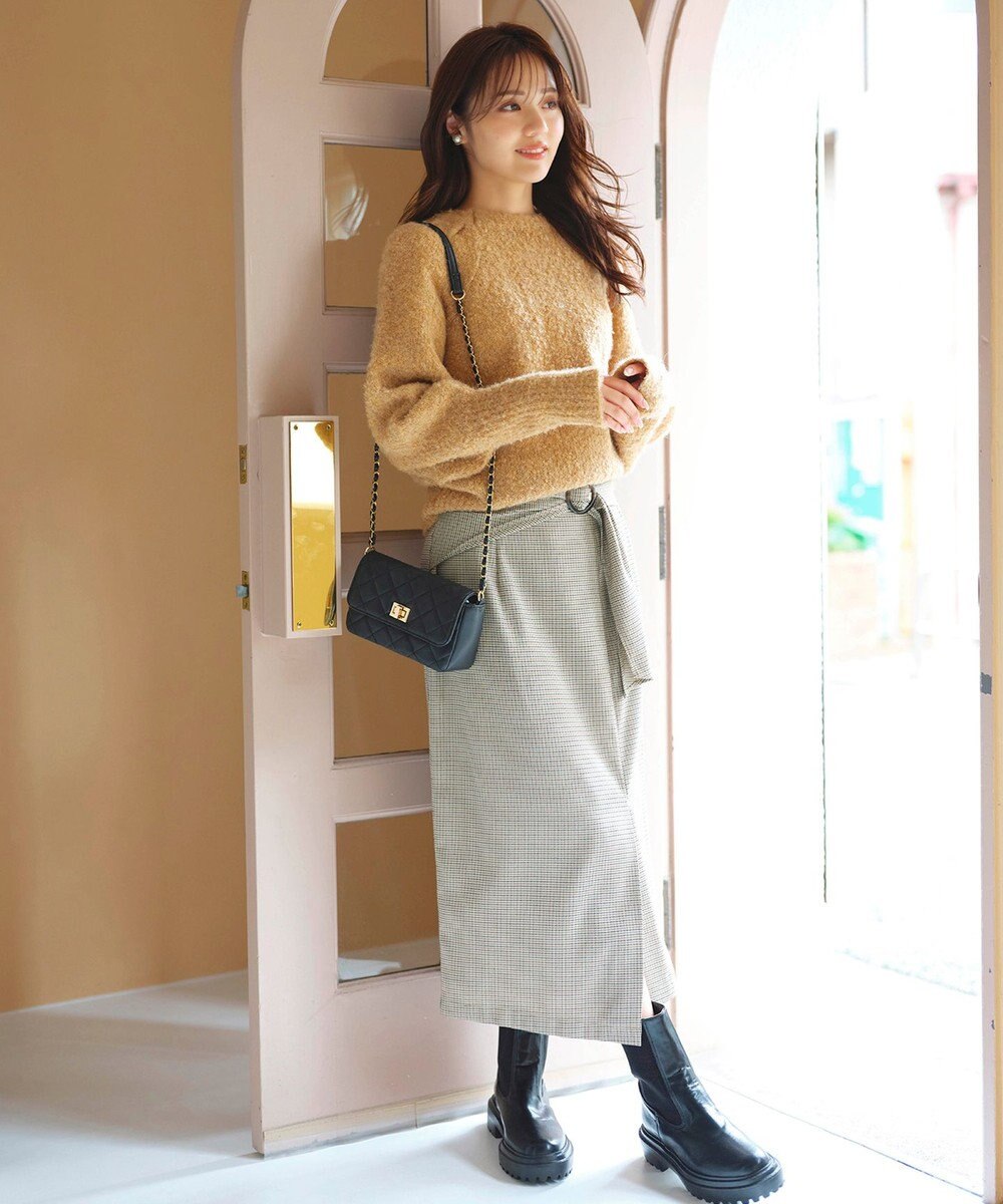 Feroux 【洗える】バックルデザイン タイトスカート 