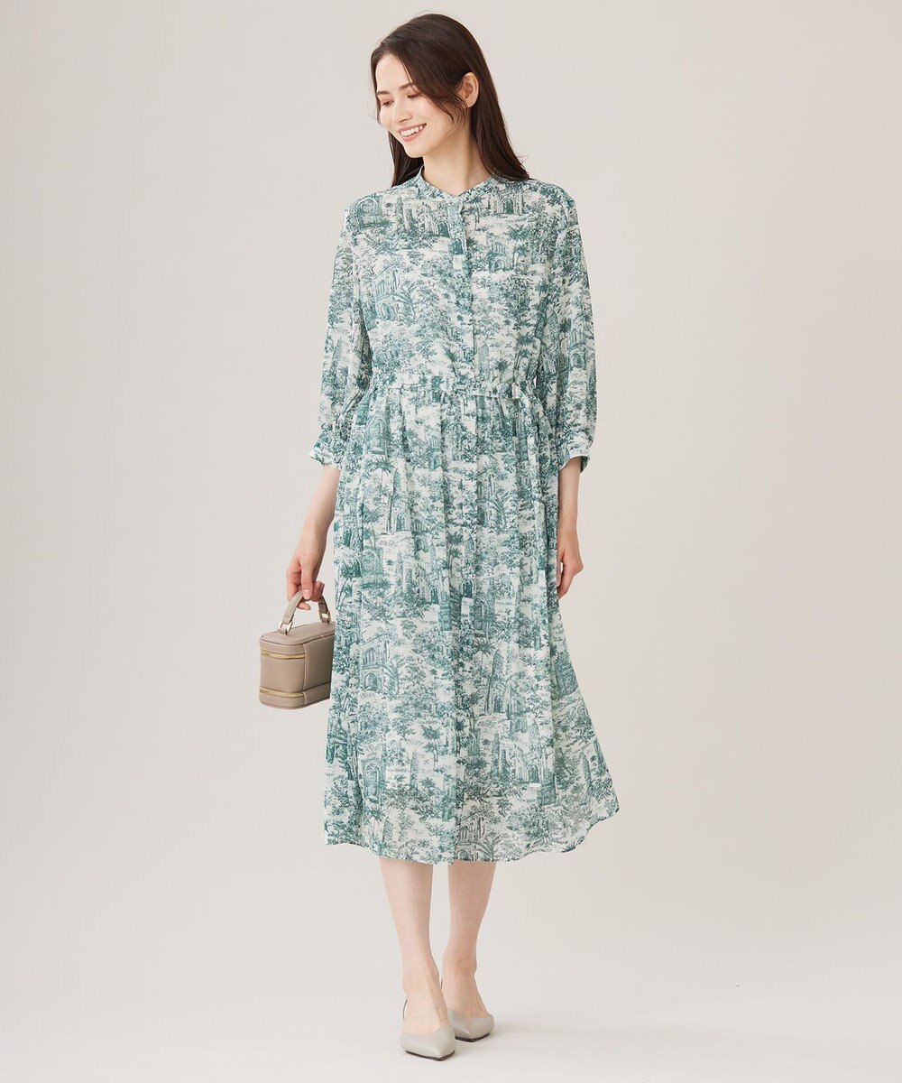 自由区 L 【洗える】ランドスケーププリント ワンピース 