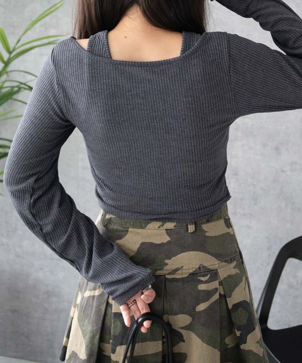 WEGO レイヤードレースアップ長袖トップス 