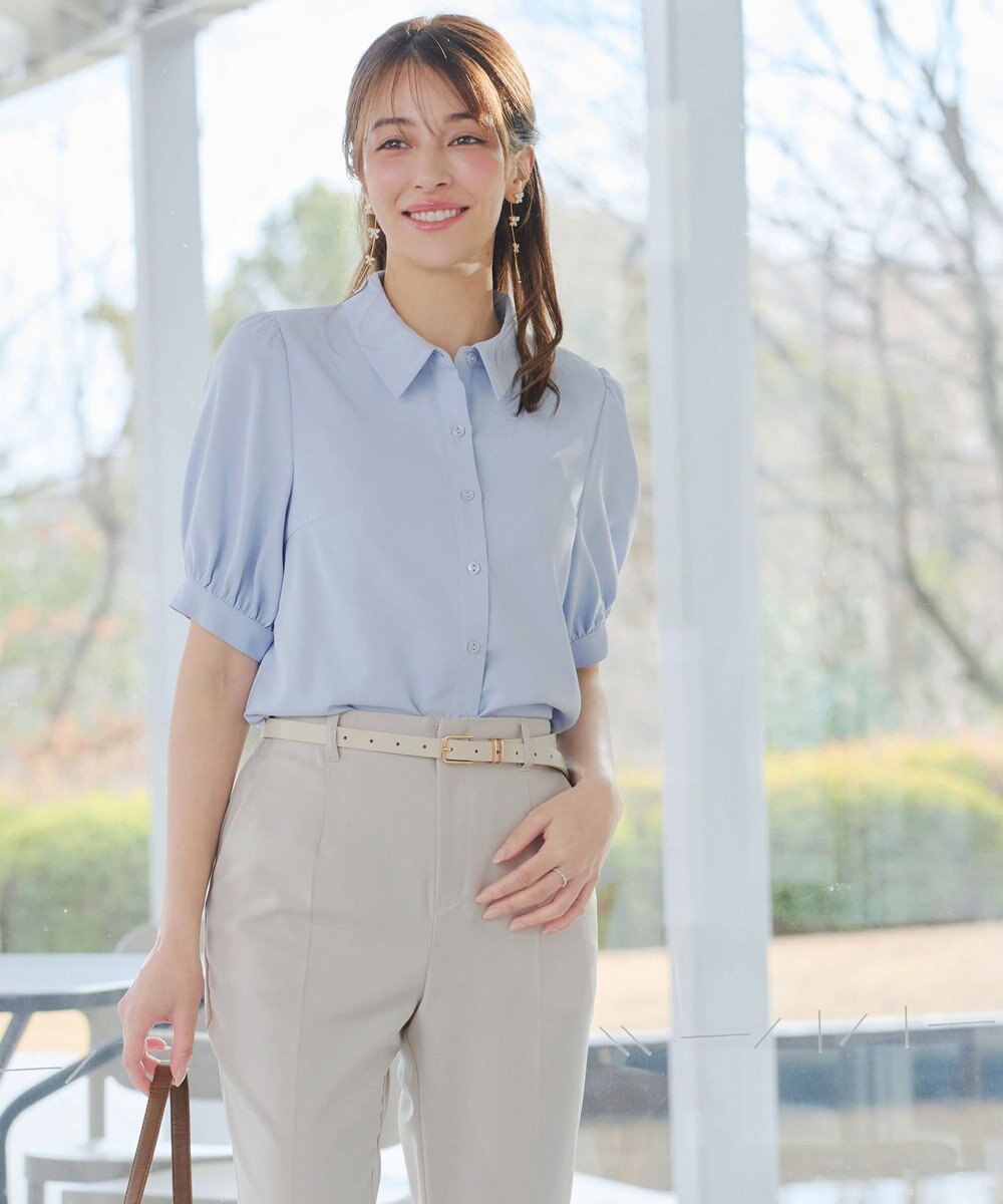 Tiaclasse L 【新色追加】パフスリーブシャツブラウス 