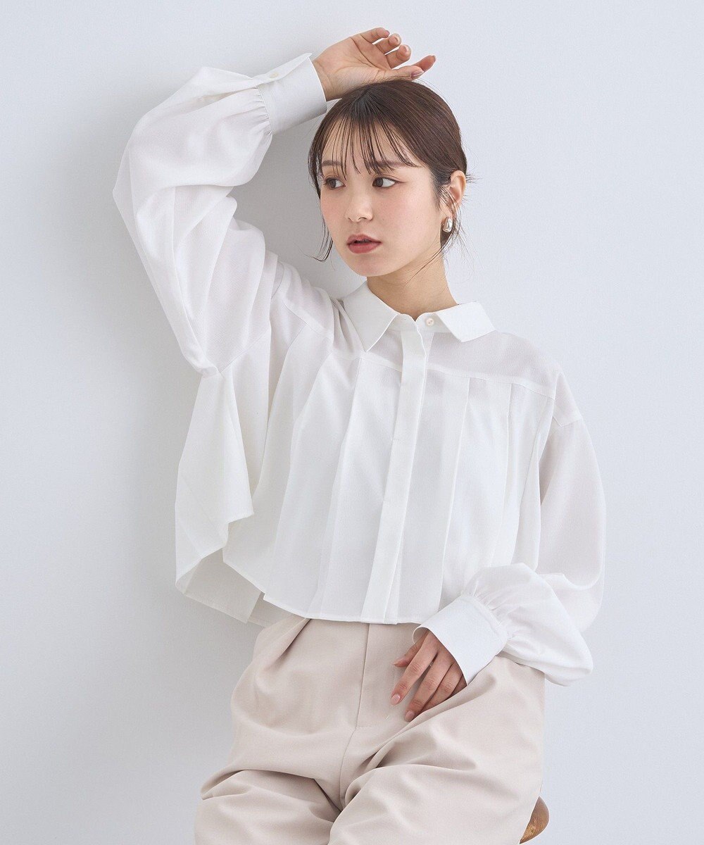 earth music&ecology タックプリーツショートシャツ 