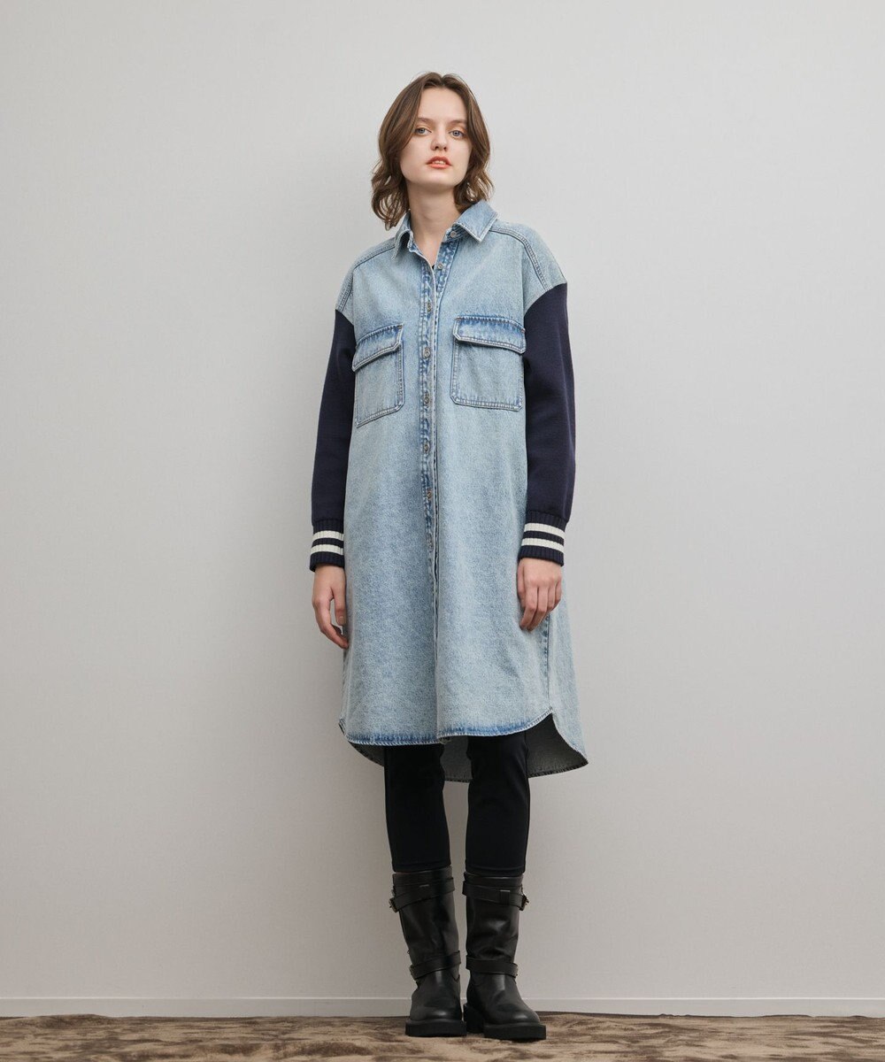 GRACE CONTINENTAL ニットスリーブデニムワンピース 