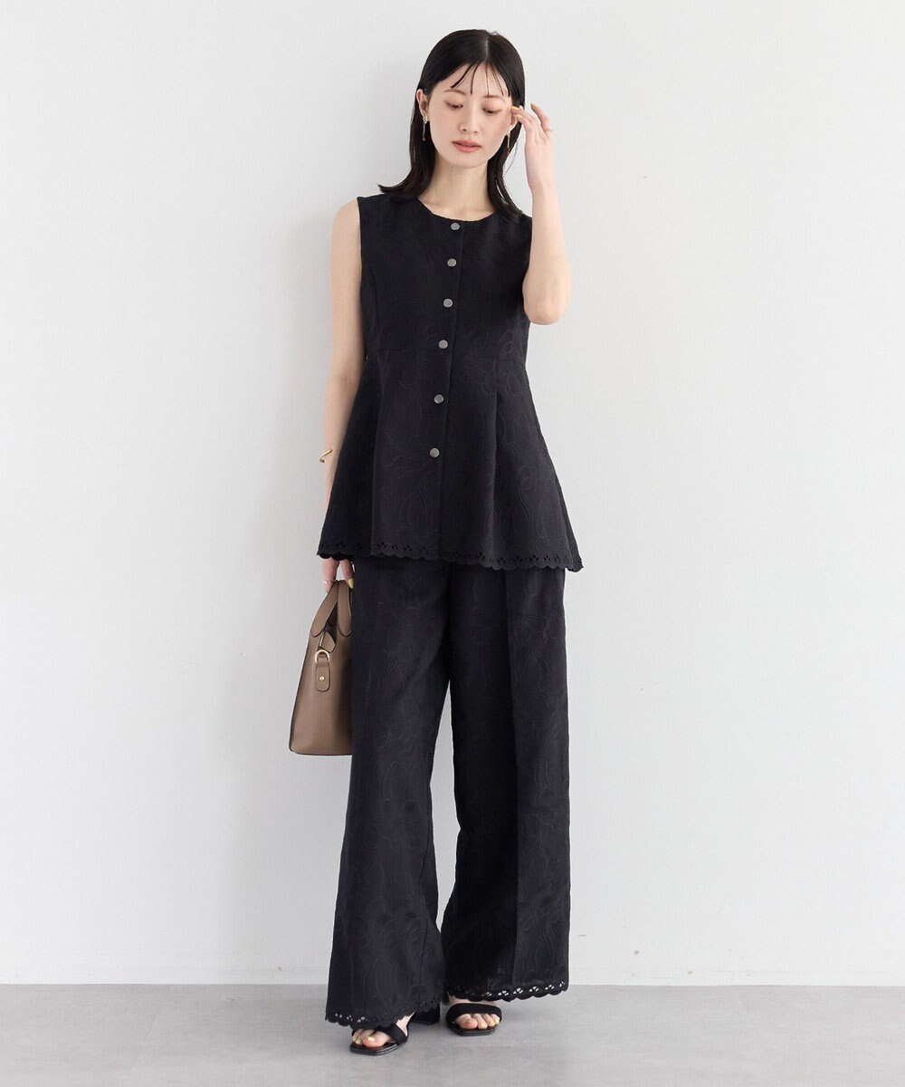 YECCA VECCA 刺繍ワイドパンツ 