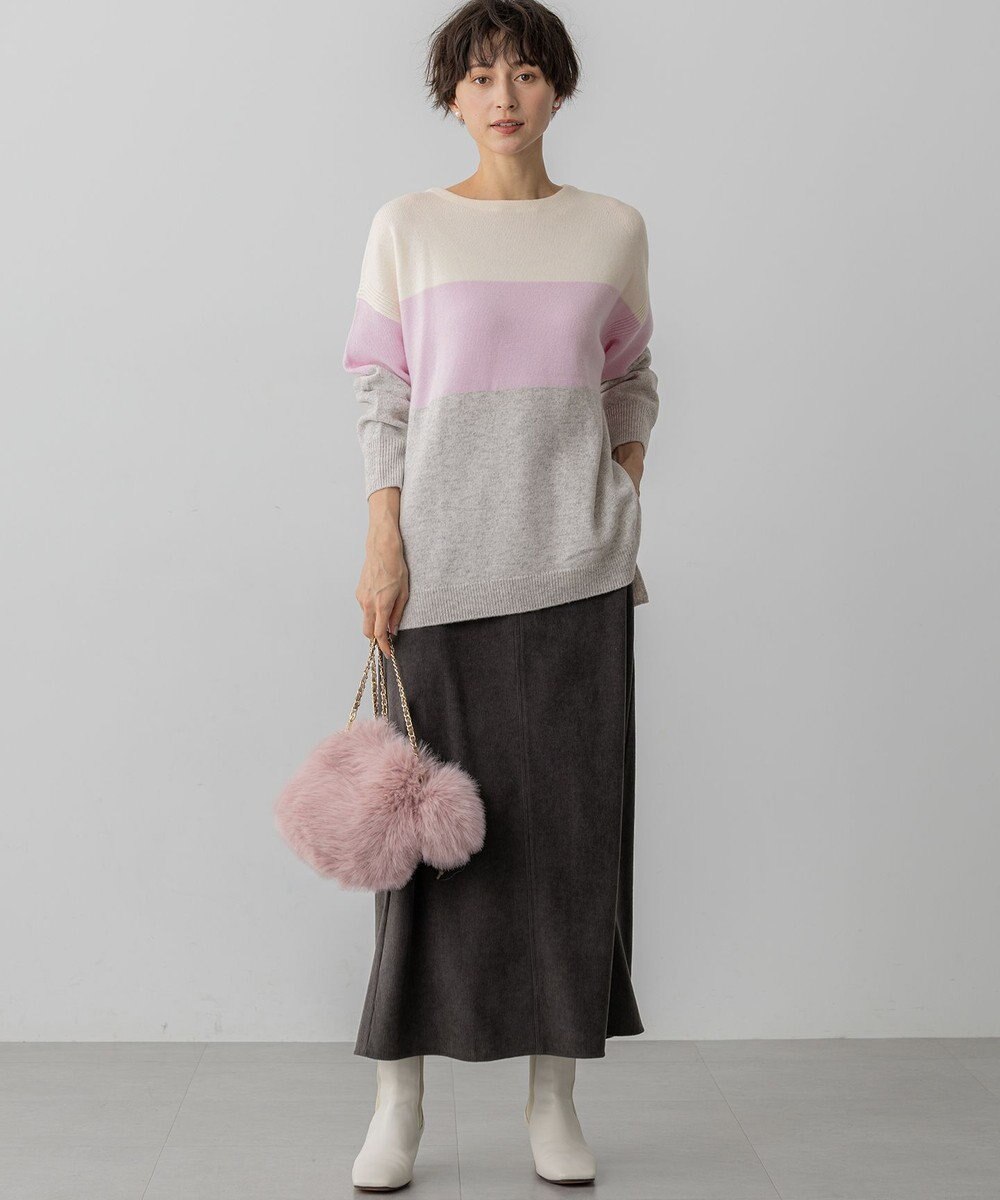 23区 S 【洗える】ウールカシミヤ カラーブロック チュニック ニット 