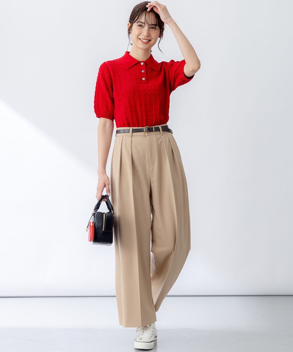 組曲 ドライタッチツイル ワイドパンツ 