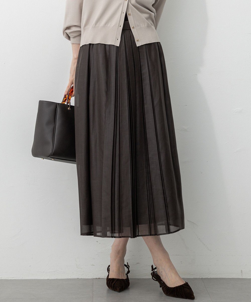 23区 【洗える】ソフトシアーフィルム タック スカート 