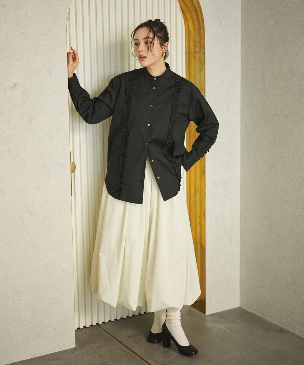 #Newans 【洗濯機可能/シワになりにくい】パネルフリルシャツ 