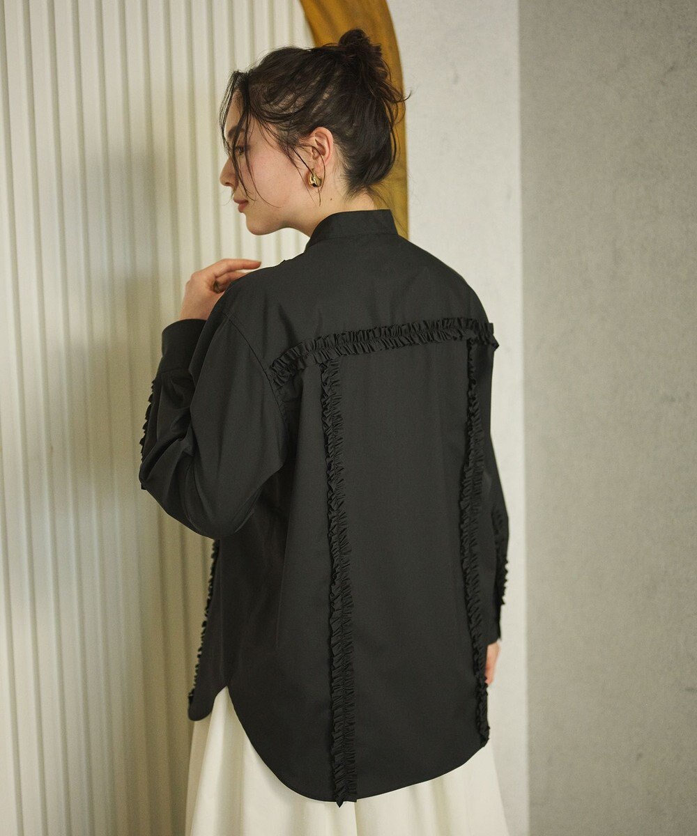 #Newans 【洗濯機可能/シワになりにくい】パネルフリルシャツ 