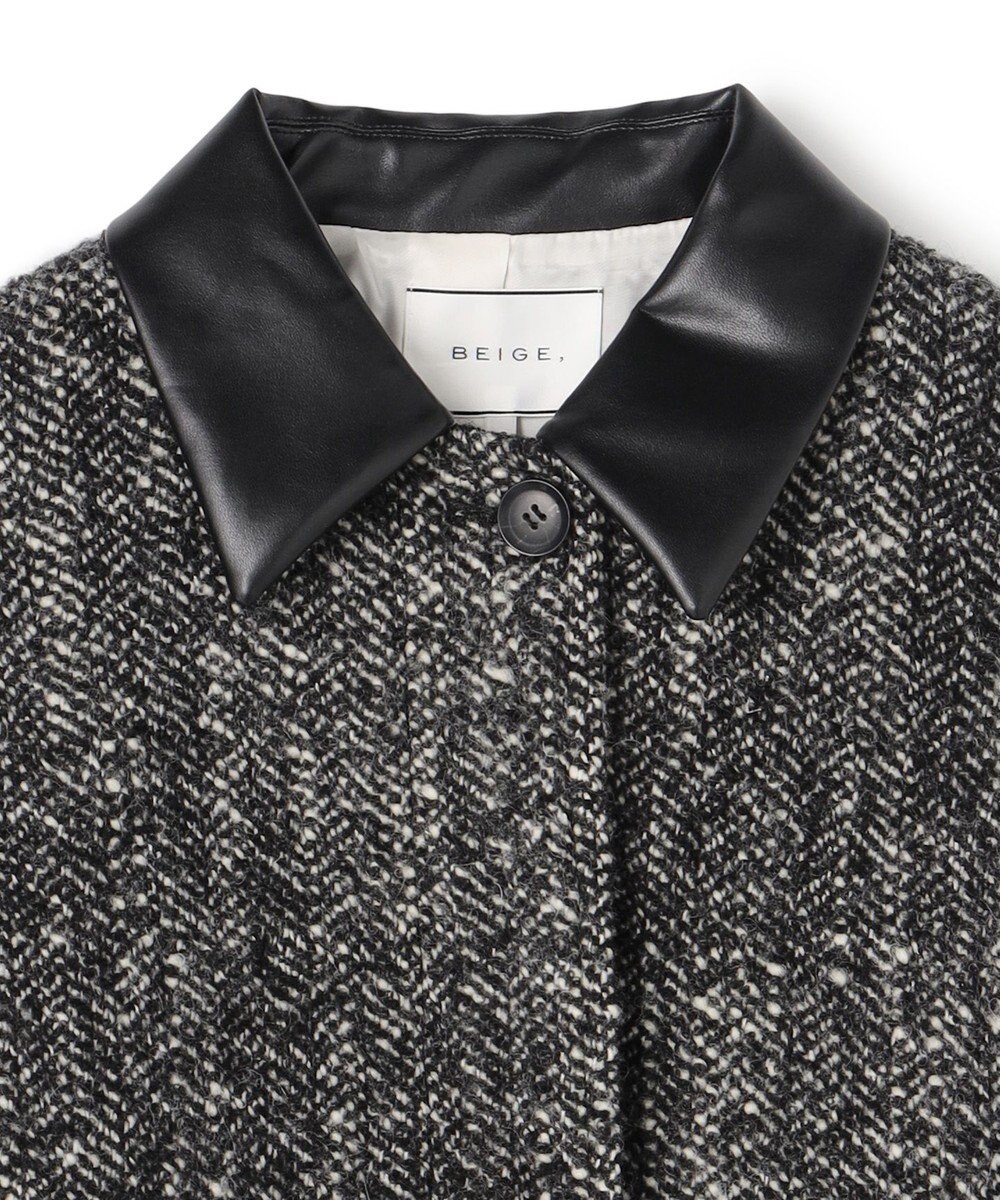 BEIGE， ROBY / フェイクレザーツイードコート 