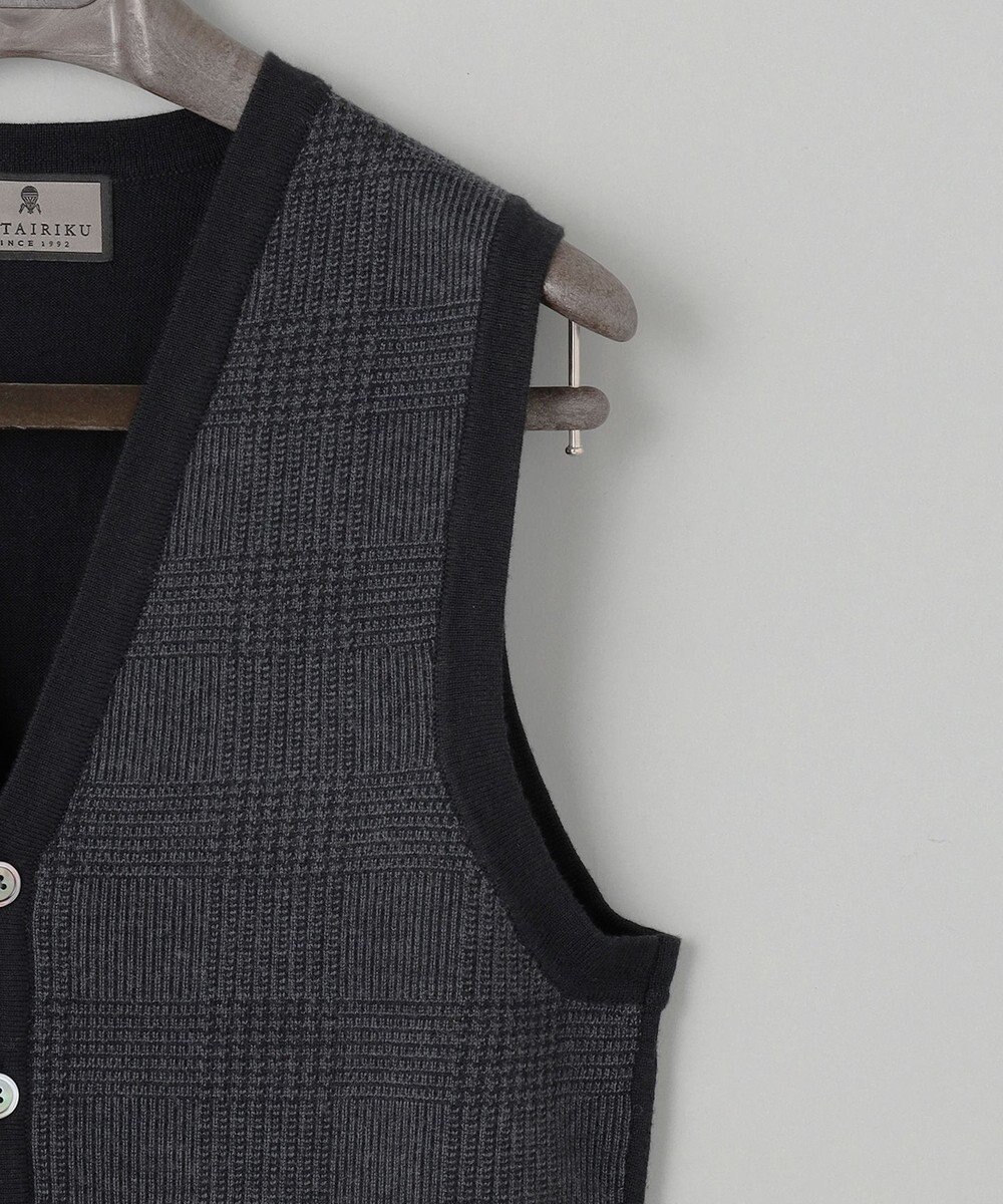 GOTAIRIKU 体温調整に【洗える/チクチクしにくい/ピリングしにくい】イタリア糸 ハイゲージ ベスト_WOOL100% 
