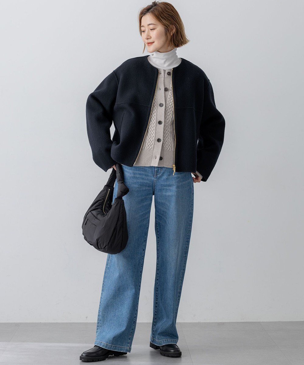 23区 L ウールライトリバー ノーカラー ショートコート 