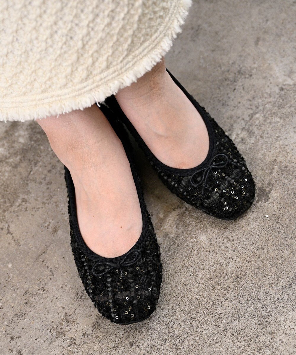 nouvelleRobe Oū 【高反発】Square スクエアトゥ グリッターバレエパンプス 