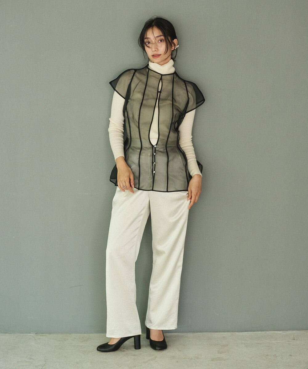 #Newans オーガンジーパネルブラウス 