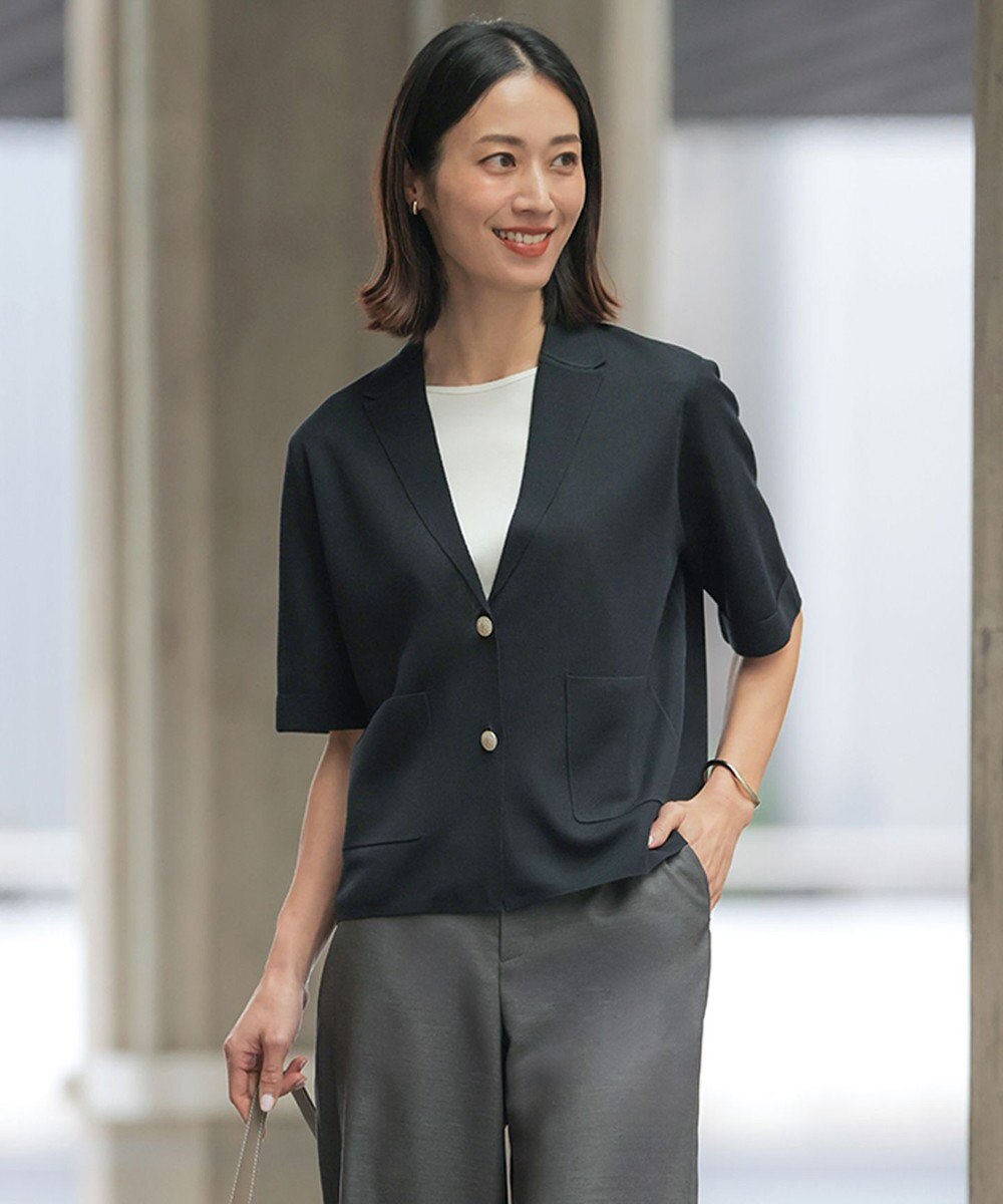 J.PRESS LADIES S Vis/Peスパーク ハーフスリーブ ニットジャケット 