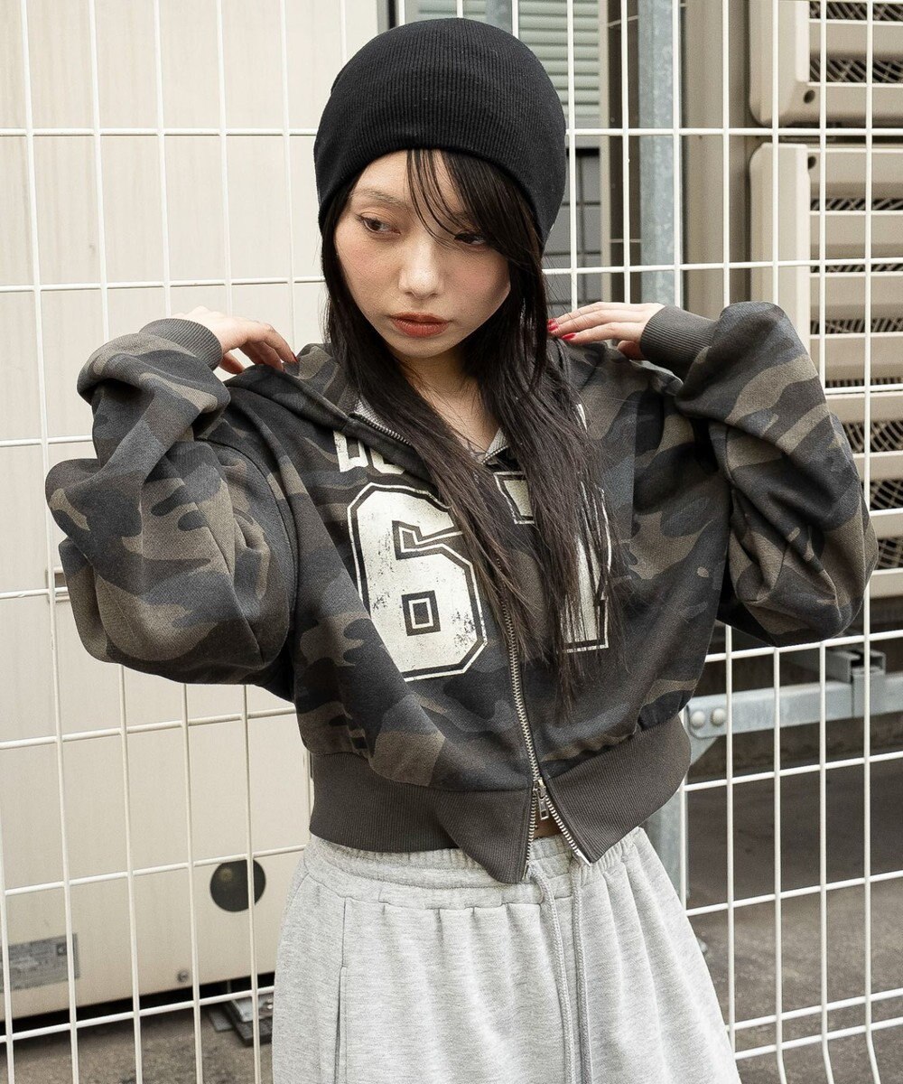 WEGO ファーフードショートZIPパーカー 