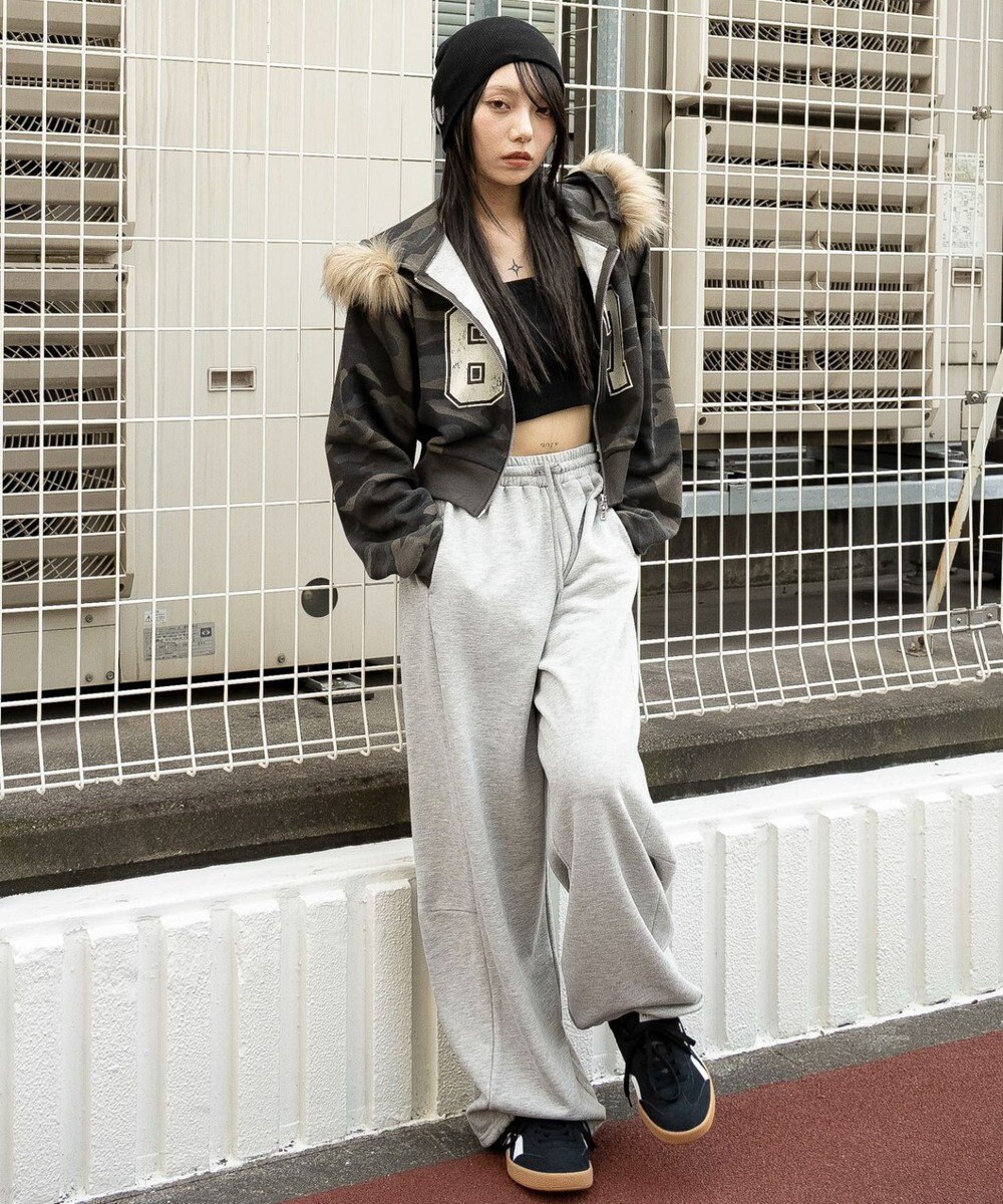 WEGO ファーフードショートZIPパーカー 