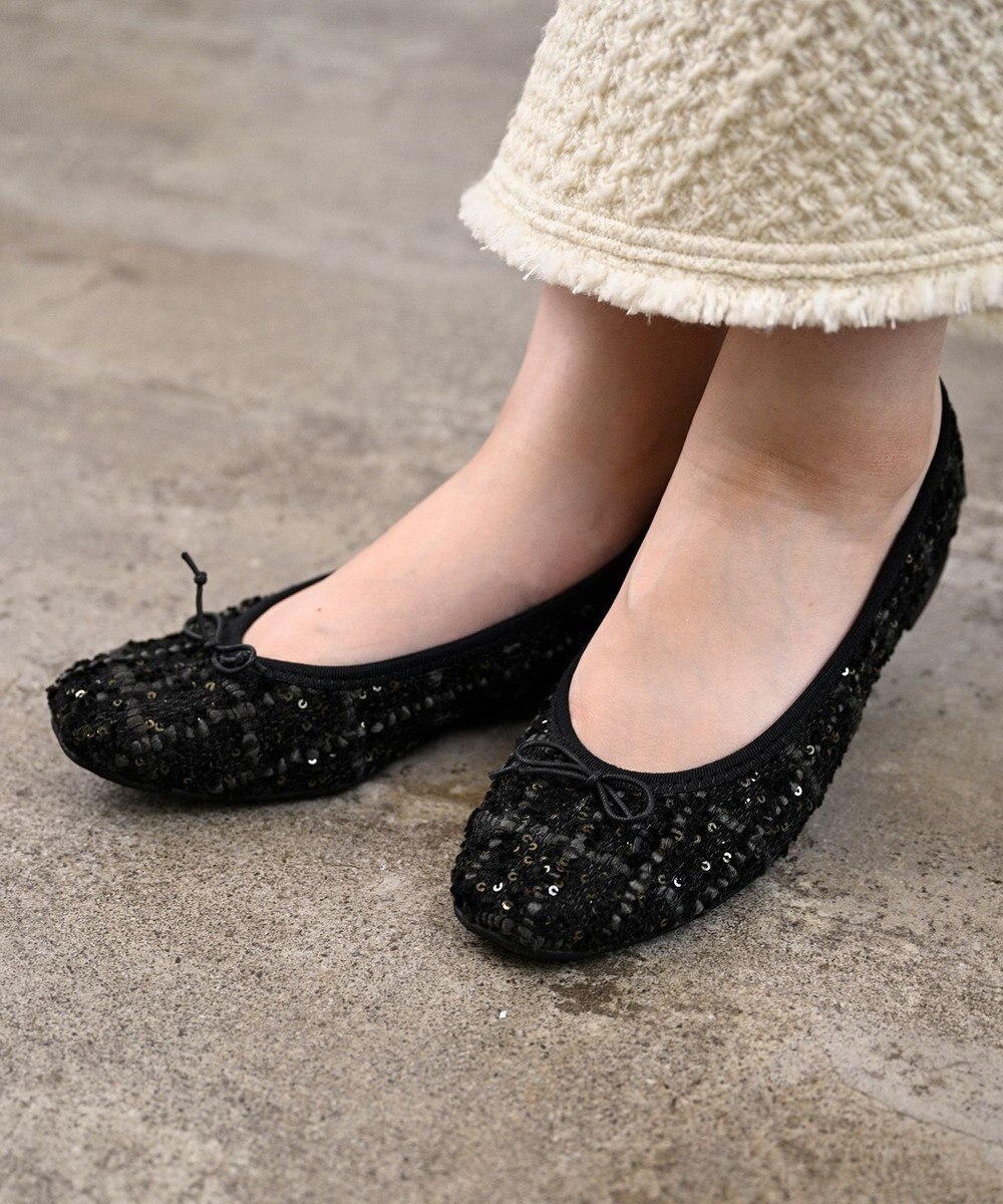 nouvelleRobe Oū 【高反発】Square スクエアトゥ グリッターバレエパンプス 