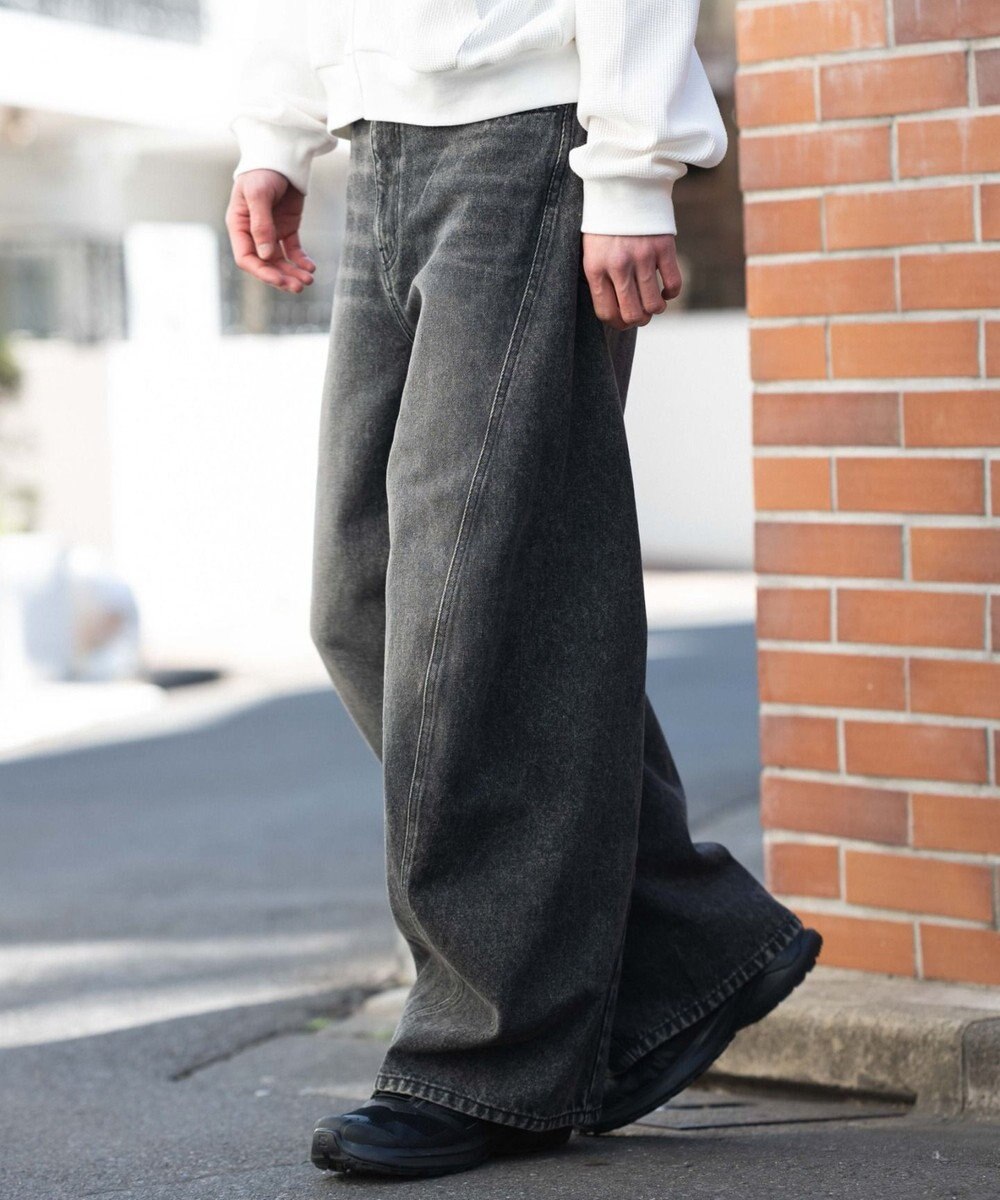 WEGO 【ユニセックス着用ITEM/SMLサイズ展開】カバーフィットバルーンデニムパンツ 