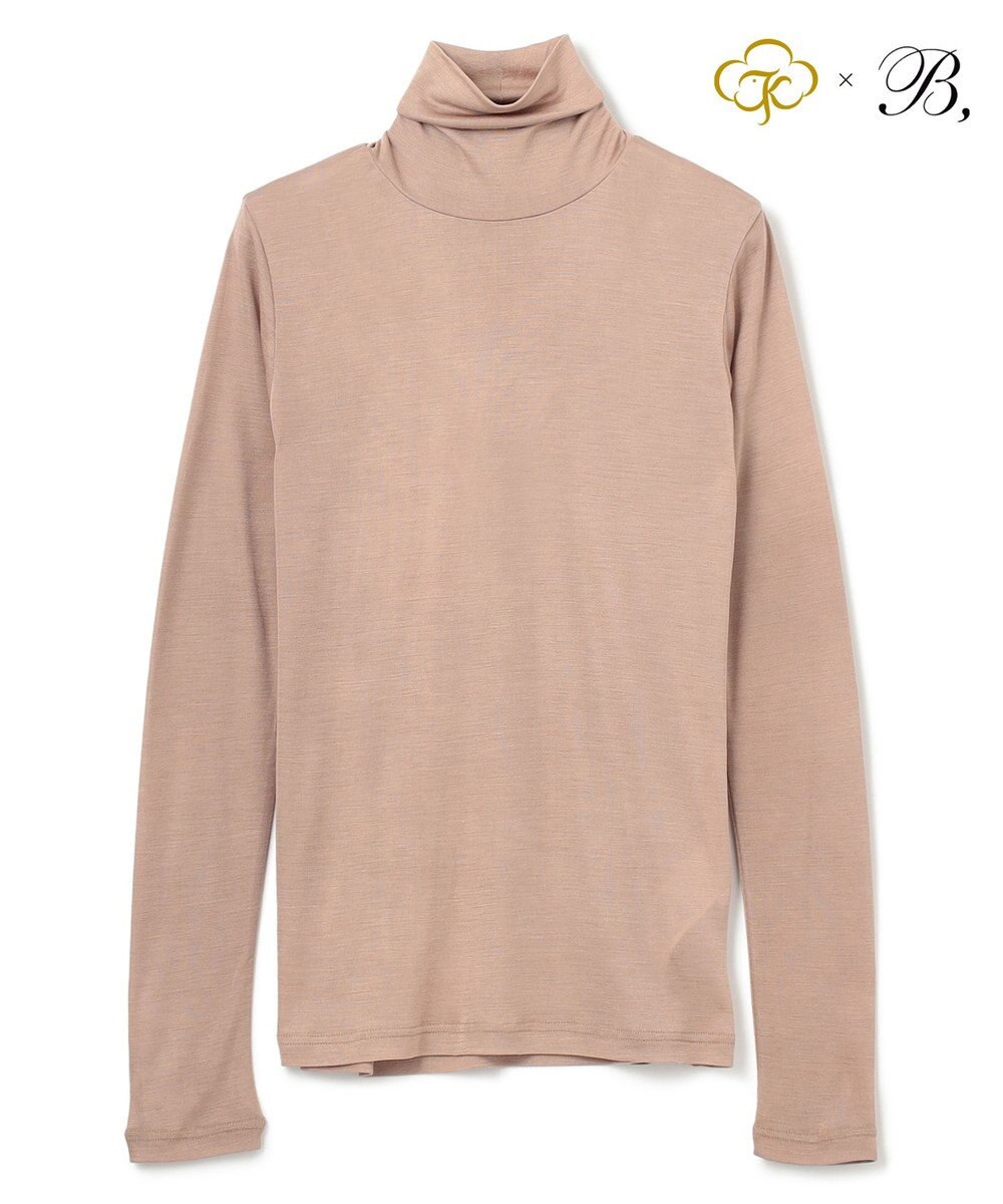BEIGE， Washable Silk / Hi-neck Long Sleeve T ハイネック Tシャツ 