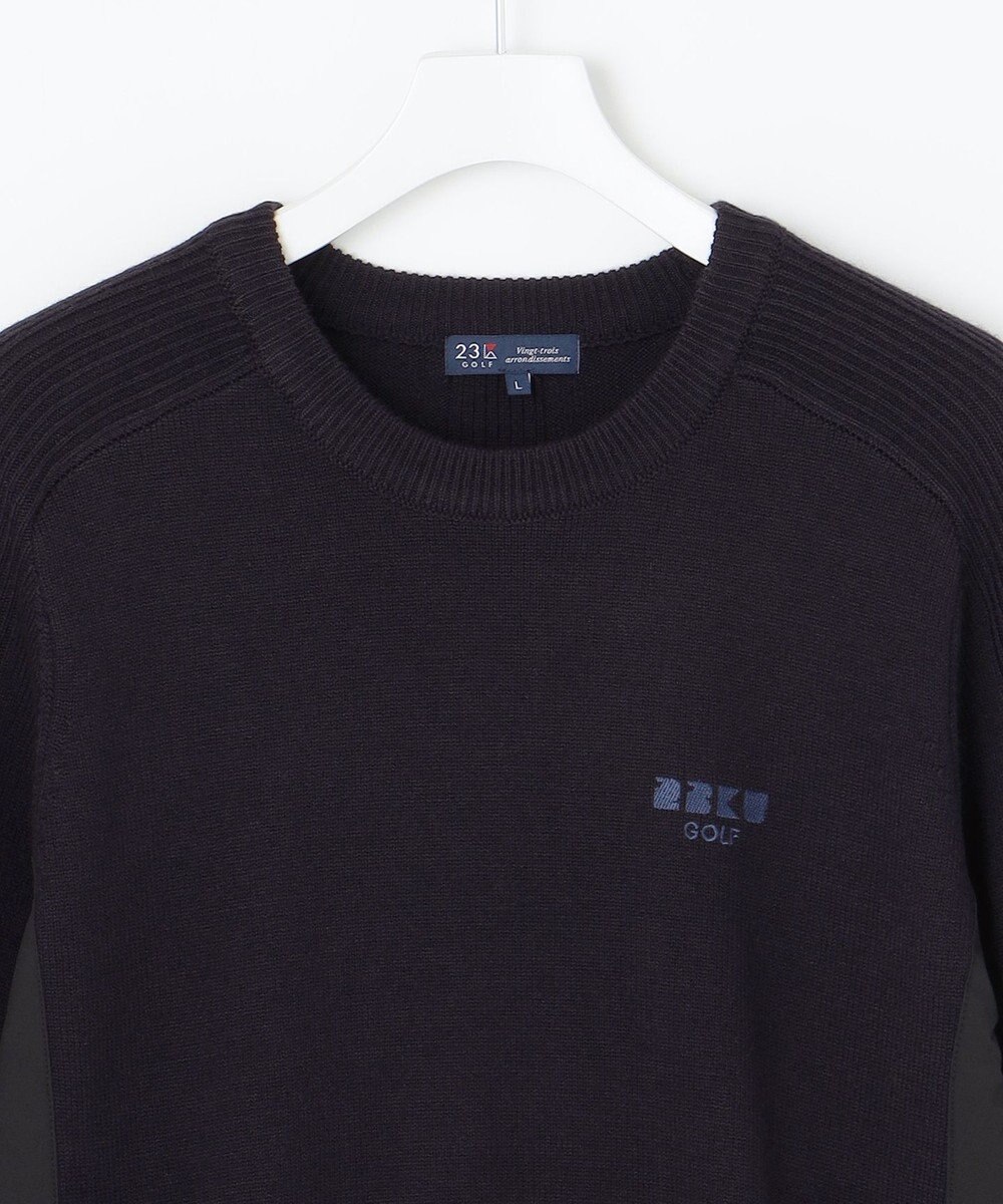 23区GOLF 【MEN】【ウォッシャブル】サドルショルダー クルーニット 