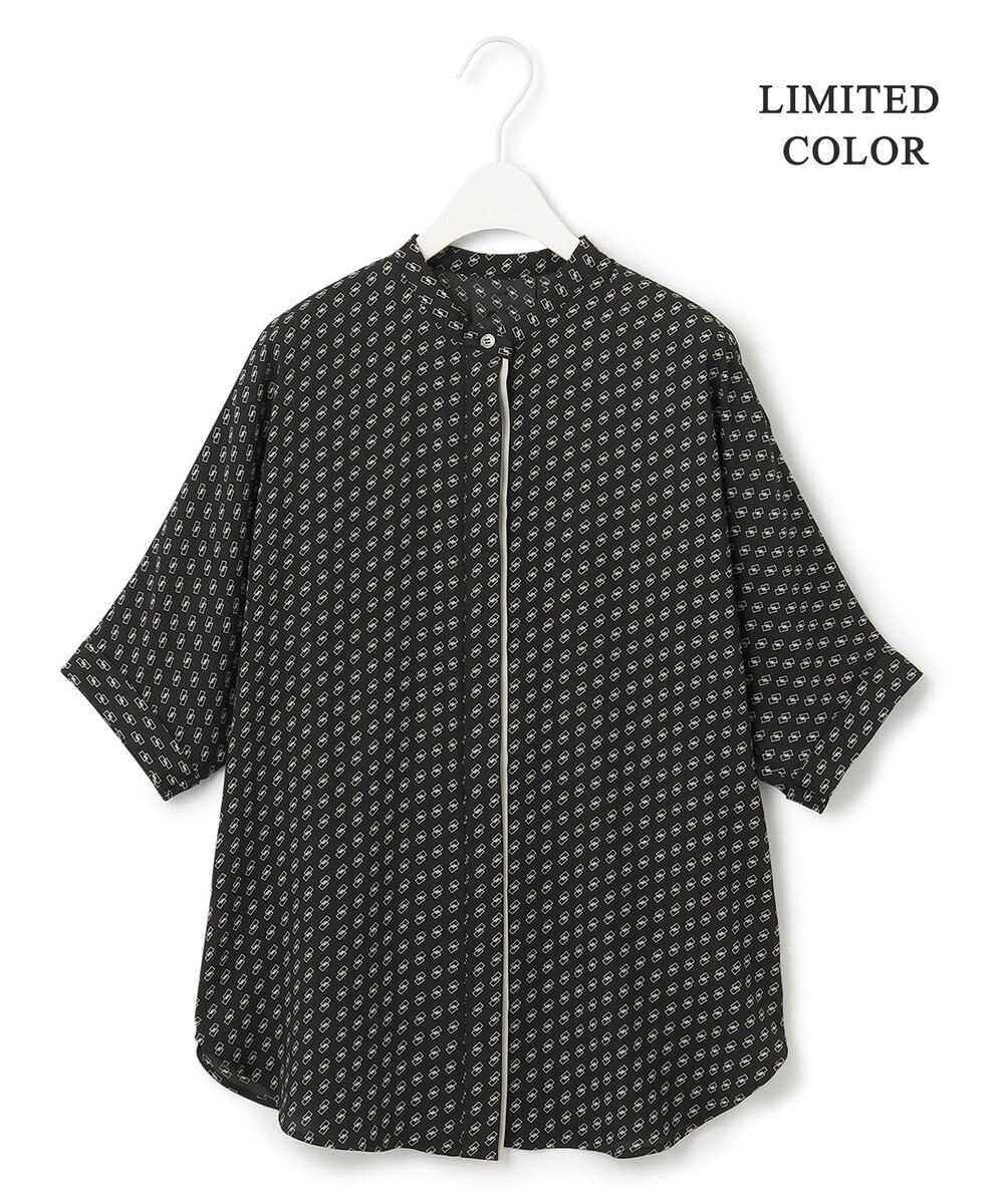 ICB 【人気のため新色追加・WEB限定カラーあり】BackSatinAmunzen 5分袖バンドカラーブラウス 