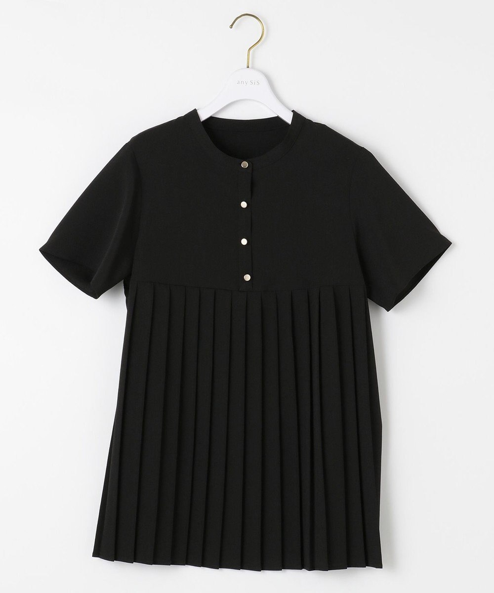 ANY SIS L 【洗える】ジョーゼットプリーツコンビ ブラウス 