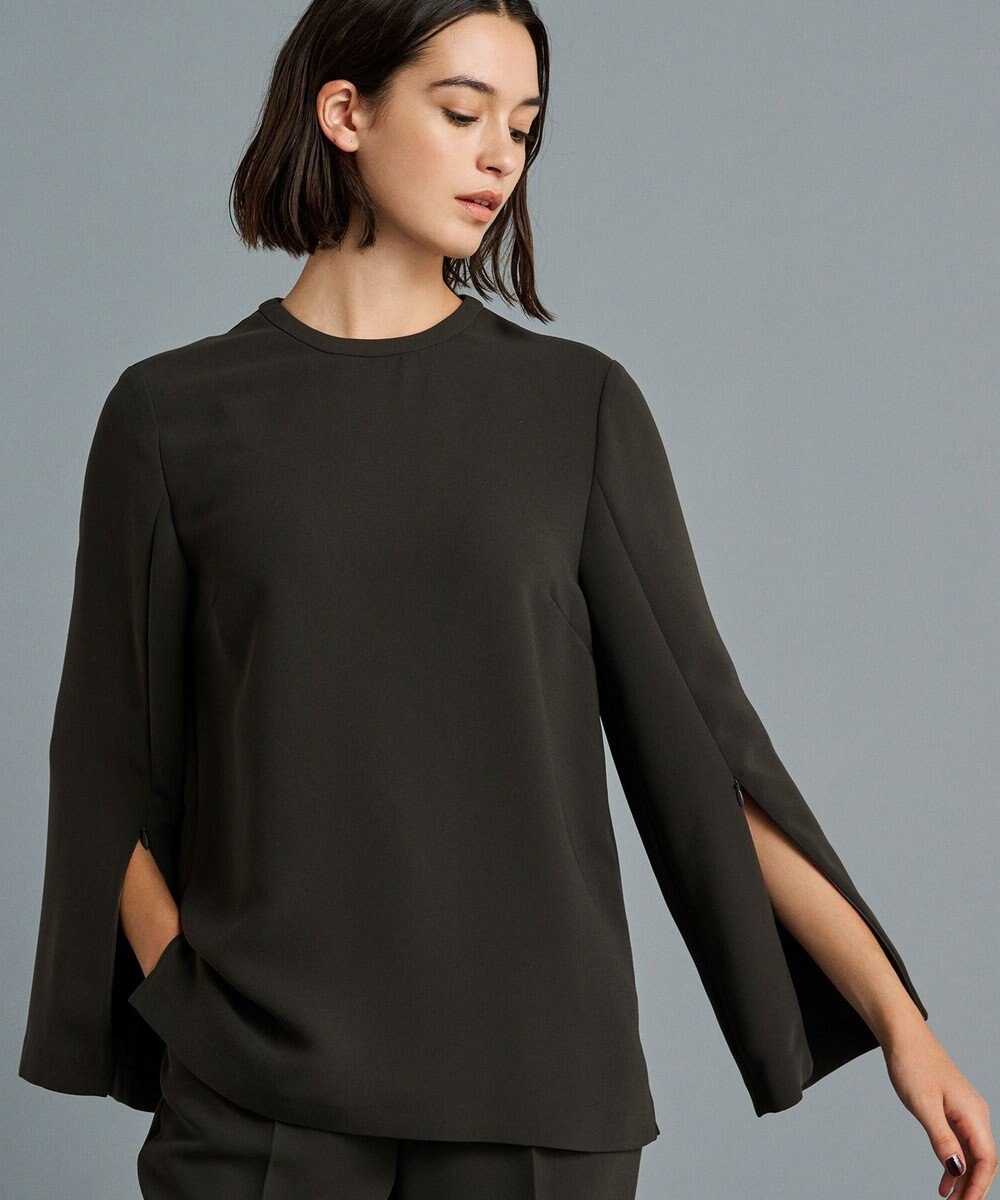 uncrave 【防シワ・洗濯機洗い可】ウォッシャブルダブルクロス スリットスリーブ ブラウス（uncrave STANDARD） 