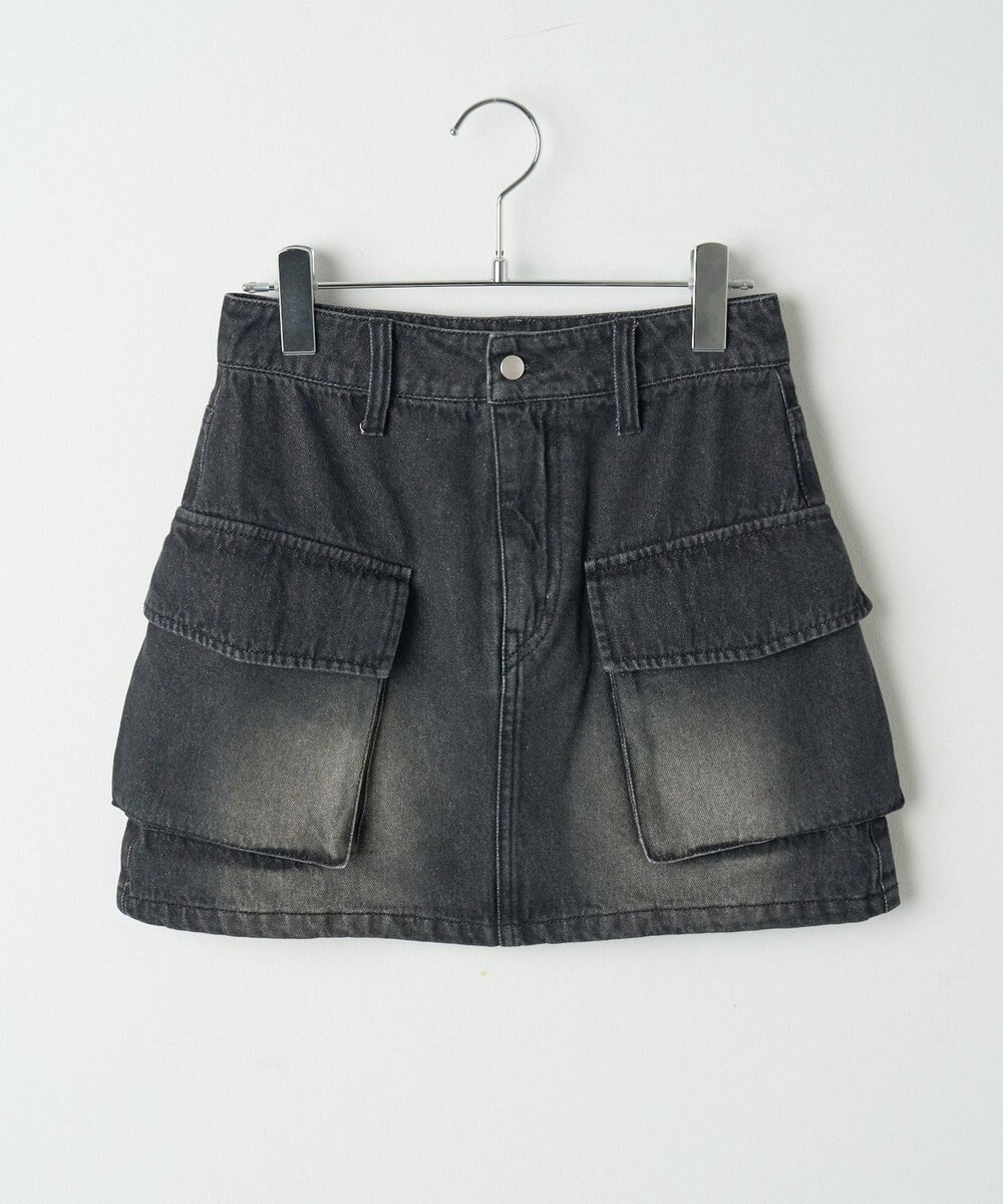 WEGO ヴィンテージウォッシュデニムカーゴミニスカート 