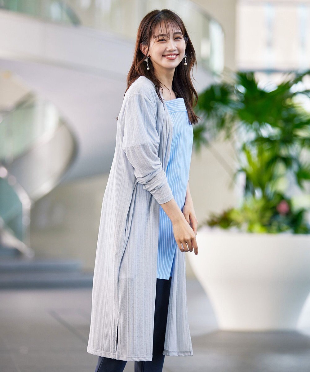 Tiaclasse 【洗える】ストライプフレアスリーブチュニックブラウス 