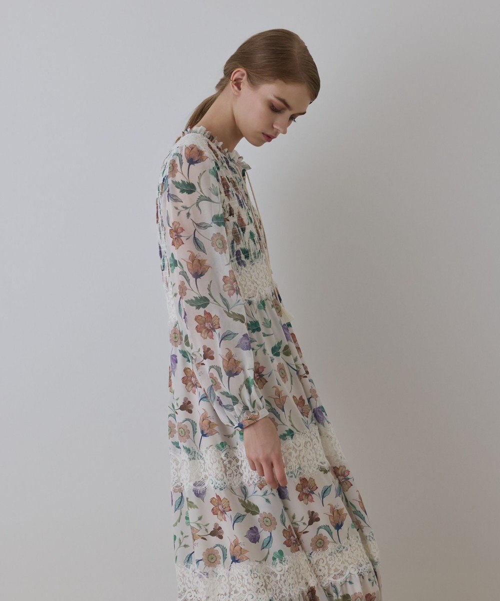 GRACE CONTINENTAL サラサプリントティアードワンピース 