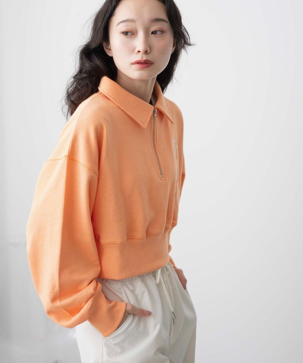 WEGO ハーフZIP襟付きショートスウェット 