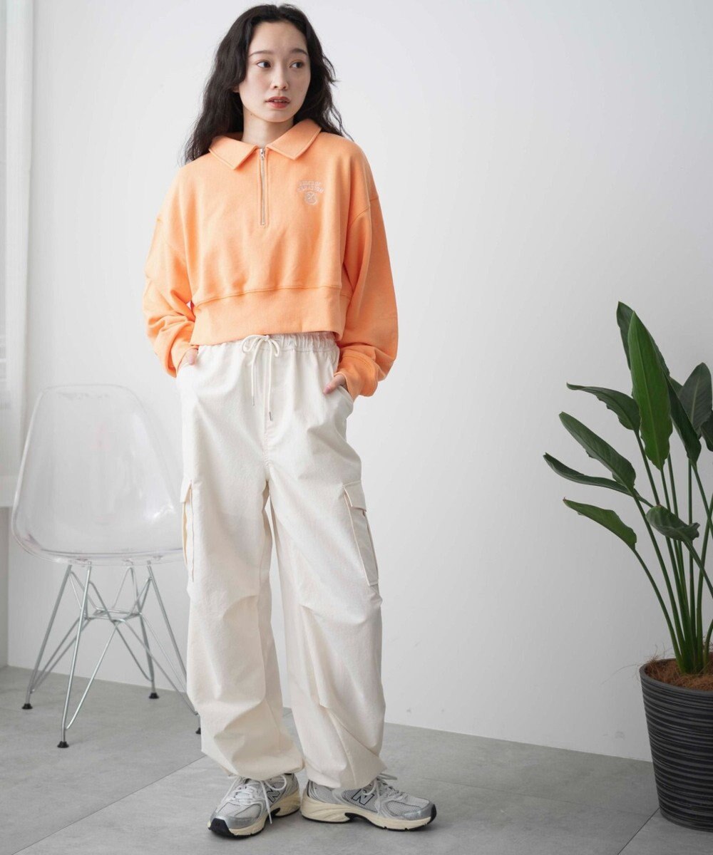 WEGO ハーフZIP襟付きショートスウェット 