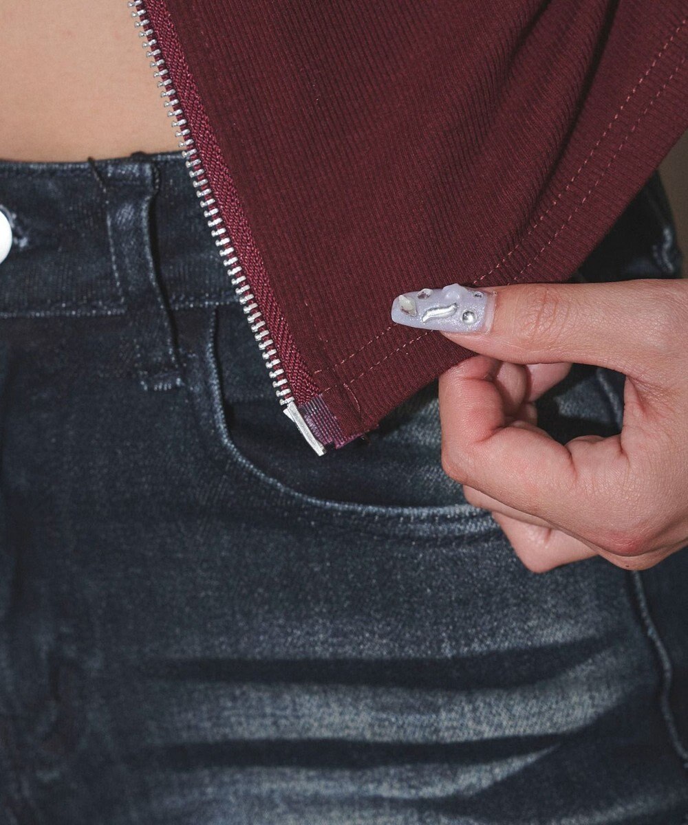 WEGO グラフィックロゴWジップSSトップス 