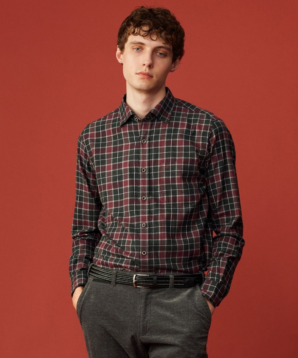 JOSEPH ABBOUD 【柔らか/暖かい】ファインブラッシュド ネル チェック シャツ 